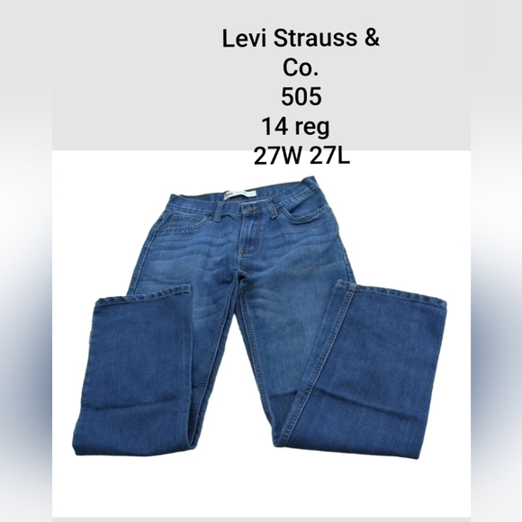 Levis 505 BOYS Straight Leg Jeans Size 14 Regular BLUE DENIM - Picture 2 of 10